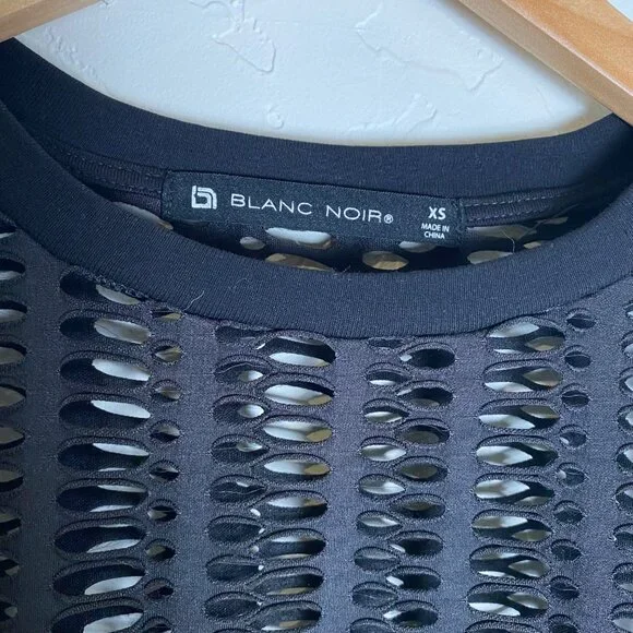 Blanc Noir Sweatshirt Women's Size X-Small Black Linear Mesh Moto Goth Rocker - Picture 3 of 9